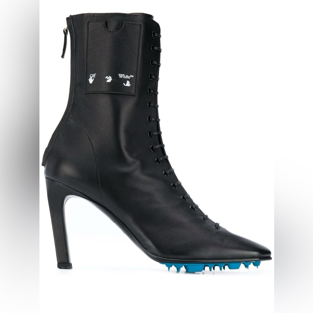 $1751 Off-White c/o Virgil Abloh Women's Lace-up Leather Ankle Boots - Picture 8 of 8
